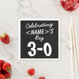 Guardanapo De Papel Papel preto aniversário de 30 anos personalizado N