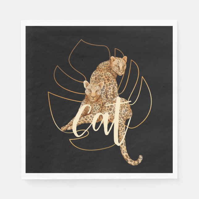 Guardanapo De Papel Papel preto-leopardo (Frente)