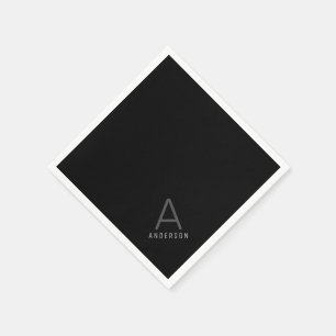 Guardanapo De Papel Papel Preto Personalizado para Nome do Monograma