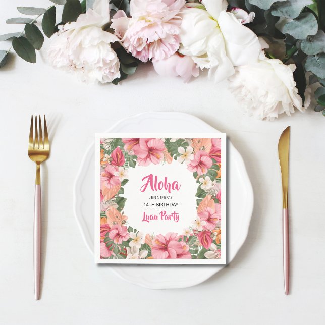 Guardanapo De Papel Papel Temático de Festa de Aniversário Aloha Tropi (Criador carregado)