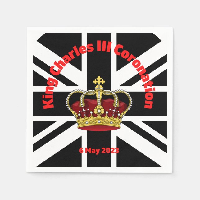 Guardanapo De Papel Papelão de Coroa Rei Charles III (Frente)