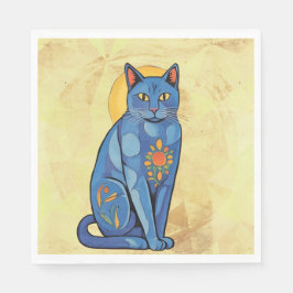 Guardanapo De Papel Papelão de Gato Azul