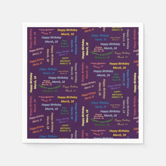 Guardanapo De Papel Papelão Napkins Marcha, 18 Aniversário (Frente)