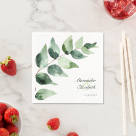 Guardanapo De Papel Papelaria de Casamento com Eucalipto em Aquarela |
