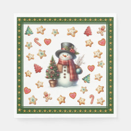Guardanapo De Papel Paper Napkin Lunch Snowman and Christmas Cookies