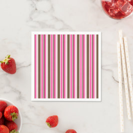 Guardanapo De Papel Paper Napkins, Brown & Pink Stripe