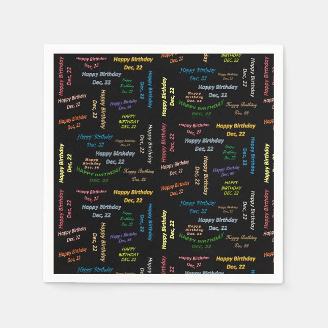 Guardanapo De Papel Paper Napkins dezembro, 22 Aniversário (Frente)