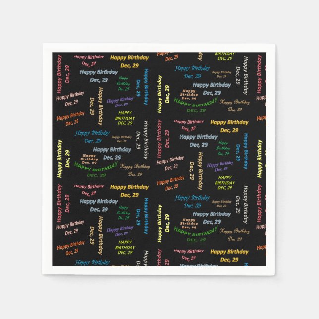 Guardanapo De Papel Paper Napkins dezembro, 29 Aniversário (Frente)