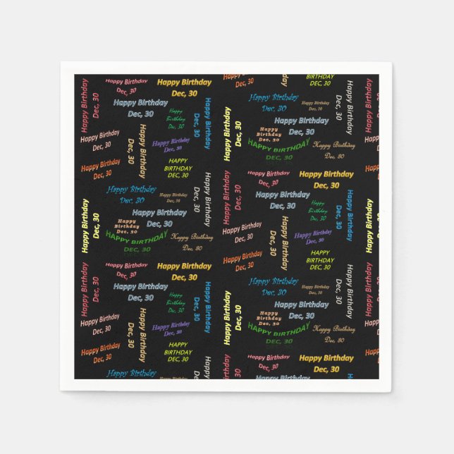 Guardanapo De Papel Paper Napkins dezembro, 30 Aniversário (Frente)