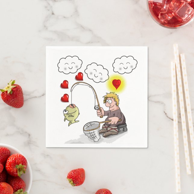 Guardanapo De Papel Paper Napkins, Fisherman Fishing Fish Clouds (Insitu)