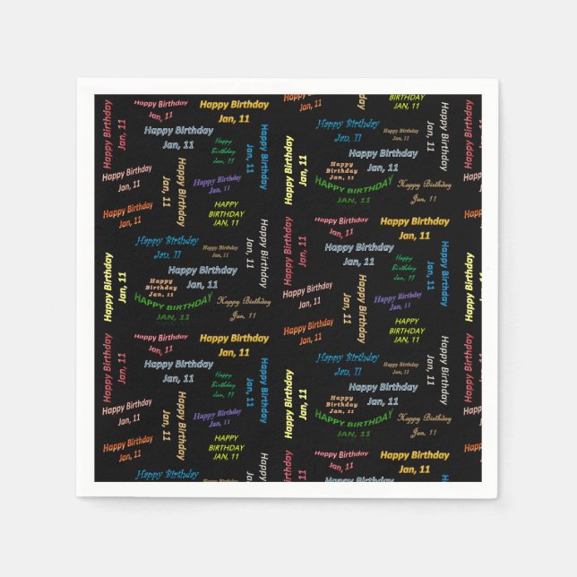 Guardanapo De Papel Paper Napkins Janeiro, 11 Aniversário (Frente)