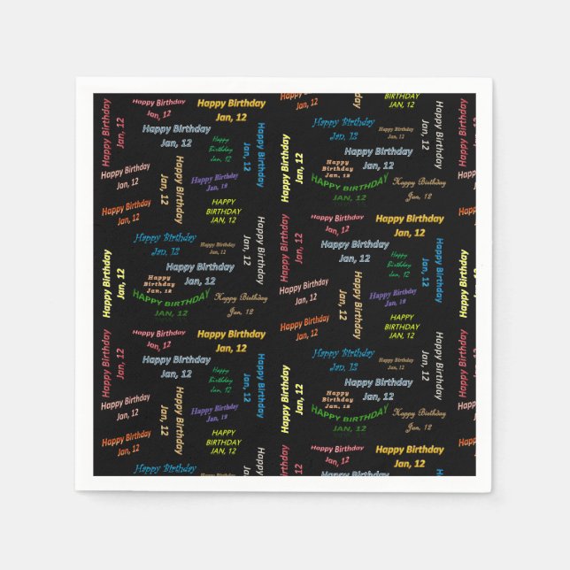 Guardanapo De Papel Paper Napkins Janeiro, 12 Aniversário (Frente)