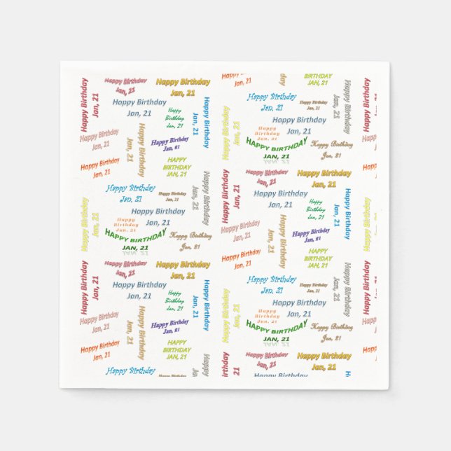Guardanapo De Papel Paper Napkins Janeiro, 21 Aniversário (Frente)