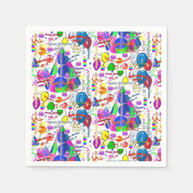 Guardanapo De Papel Paper Napkins Janeiro, 23 Aniversário (Frente)