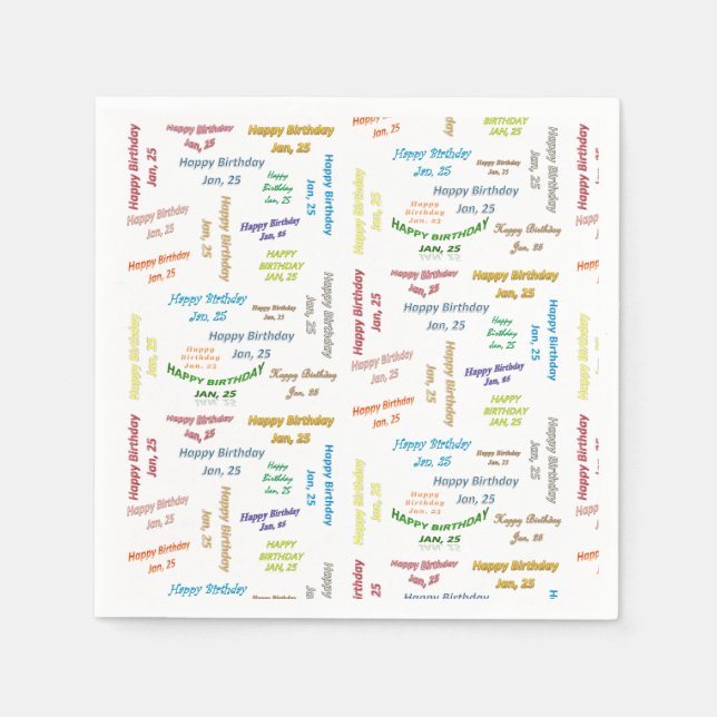 Guardanapo De Papel Paper Napkins Janeiro, 25 Aniversário (Frente)