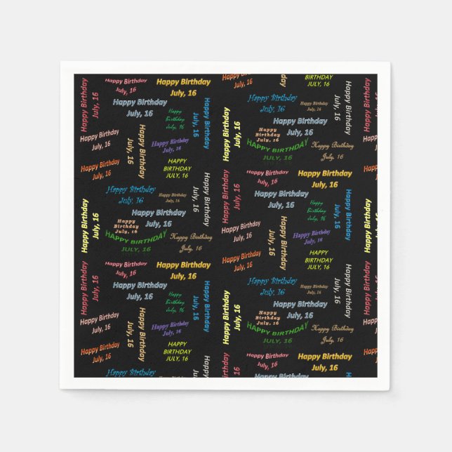 Guardanapo De Papel Paper Napkins julho, 16 Aniversário (Frente)