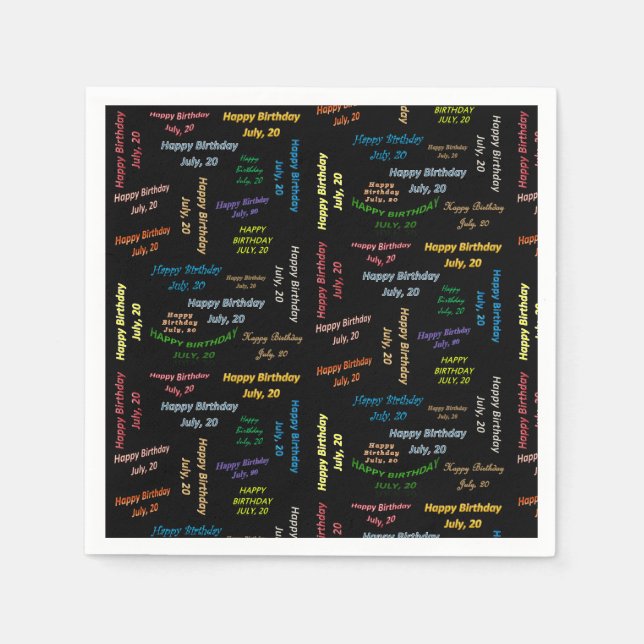 Guardanapo De Papel Paper Napkins julho, 20 Aniversário (Frente)