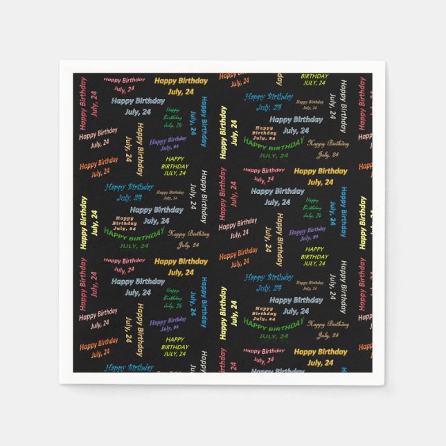 Guardanapo De Papel Paper Napkins julho, 24 Aniversário (Frente)