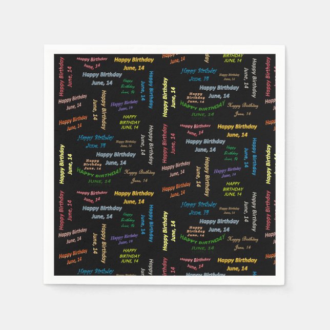 Guardanapo De Papel Paper Napkins June, 14 Birthday (Frente)