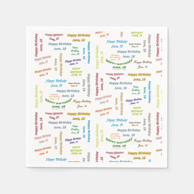 Guardanapo De Papel Paper Napkins June, 18 Birthday (Frente)