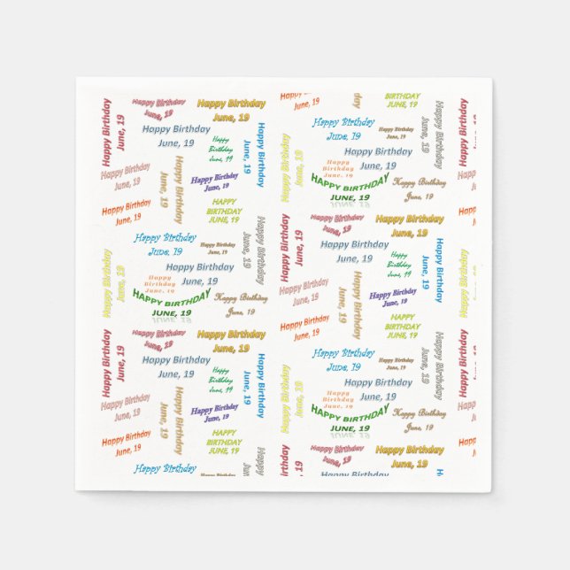 Guardanapo De Papel Paper Napkins June, 19 Birthday (Frente)