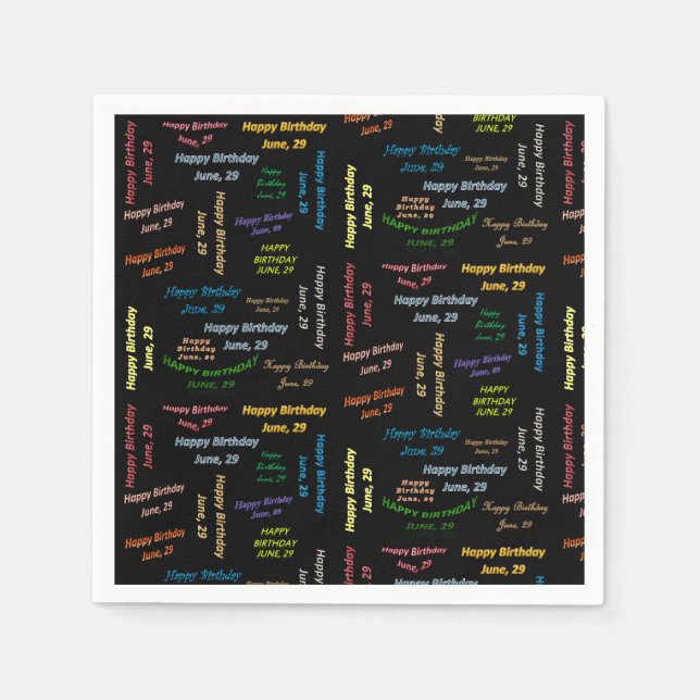 Guardanapo De Papel Paper Napkins June, 29 Birthday (Frente)