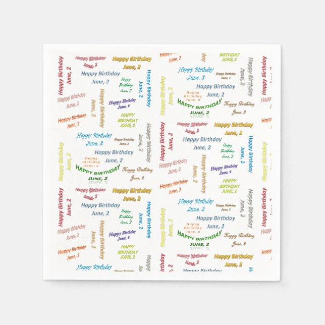Guardanapo De Papel Paper Napkins June, 2 Birthday (Frente)