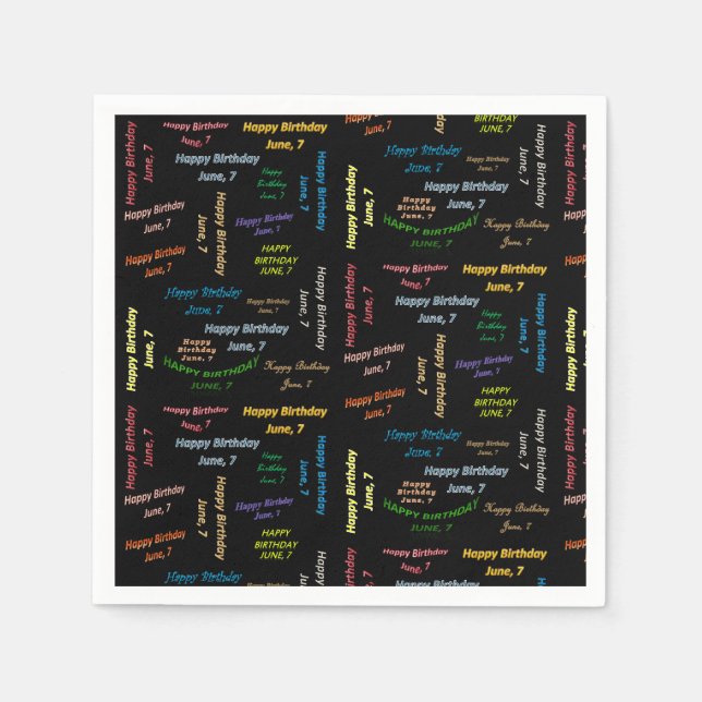 Guardanapo De Papel Paper Napkins June, 7 Birthday (Frente)