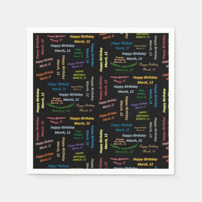 Guardanapo De Papel Paper Napkins Marcha, 12 Aniversário (Frente)