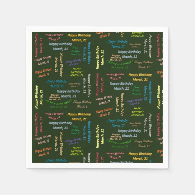 Guardanapo De Papel Paper Napkins Marcha, 21 Aniversário (Frente)