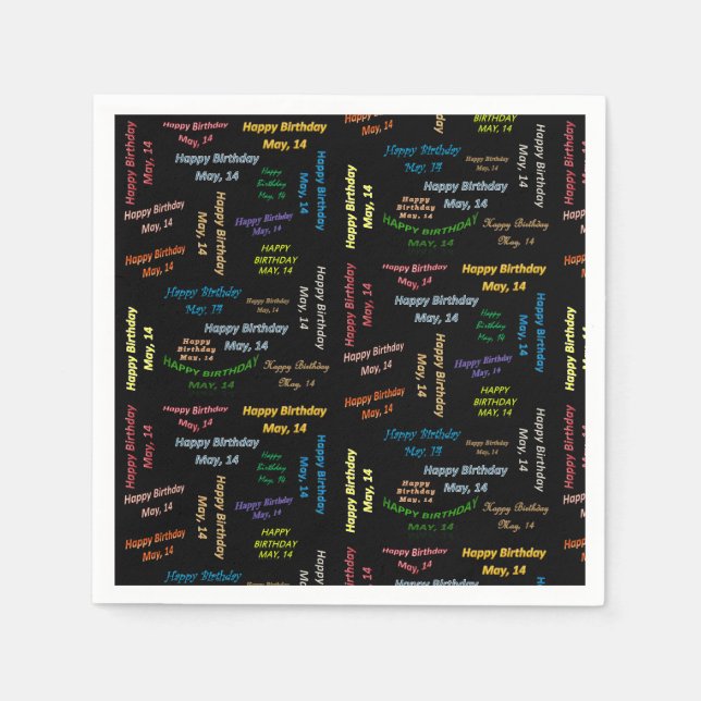 Guardanapo De Papel Paper Napkins May, 14 Aniversário (Frente)