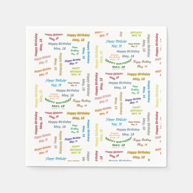 Guardanapo De Papel Paper Napkins May, 18 Birthday (Frente)