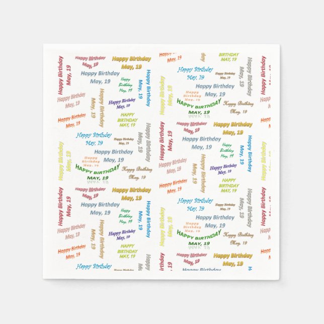 Guardanapo De Papel Paper Napkins May, 19 Birthday (Frente)