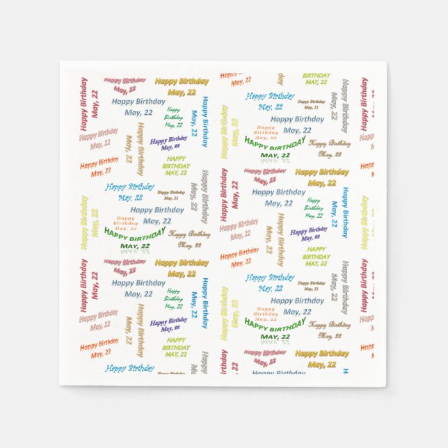 Guardanapo De Papel Paper Napkins May, 22 Birthday (Frente)