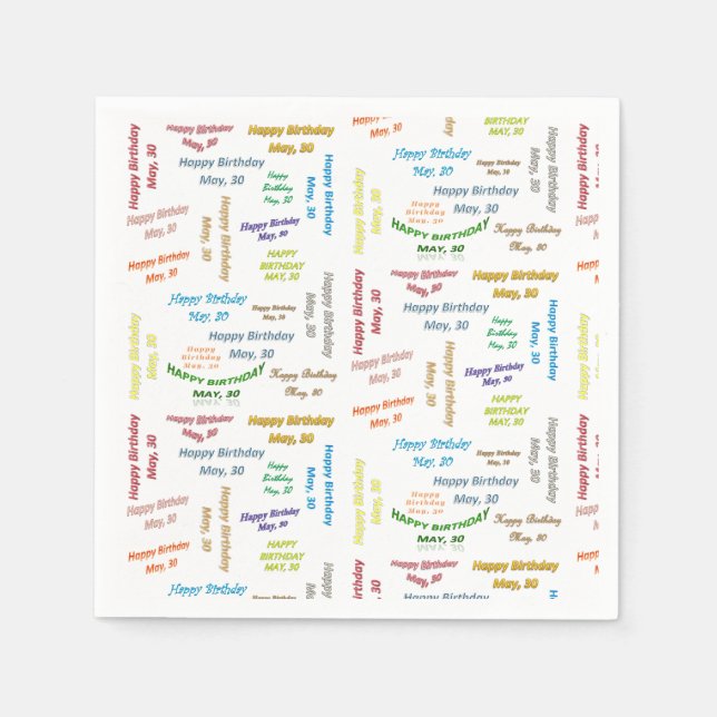 Guardanapo De Papel Paper Napkins May, 30 Birthday (Frente)