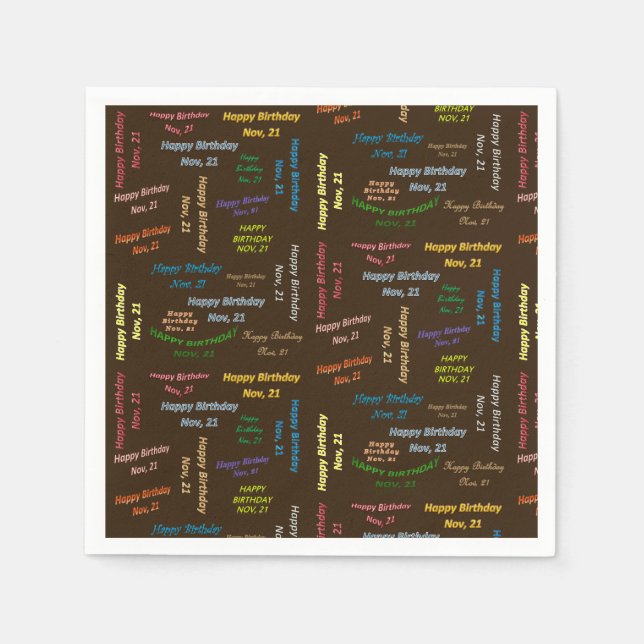 Guardanapo De Papel Paper Napkins novembro, 21 Aniversário (Frente)