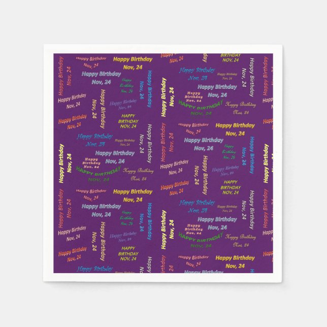 Guardanapo De Papel Paper Napkins novembro, 24 Aniversário (Frente)
