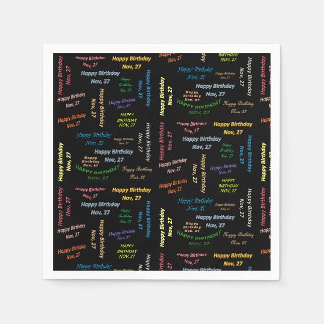 Guardanapo De Papel Paper Napkins novembro, 27 Aniversário (Frente)