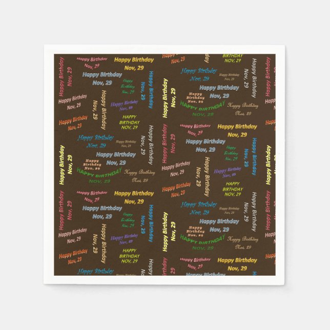 Guardanapo De Papel Paper Napkins novembro, 29 Aniversário (Frente)