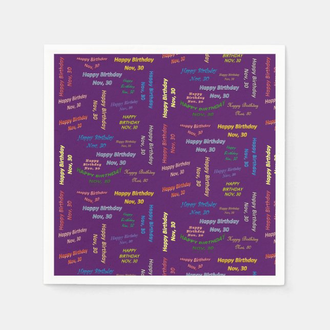 Guardanapo De Papel Paper Napkins novembro, 30 Aniversário (Frente)