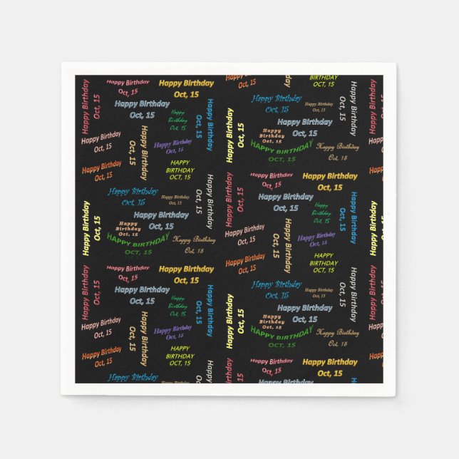 Guardanapo De Papel Paper Napkins outubro, 15 Aniversário (Frente)