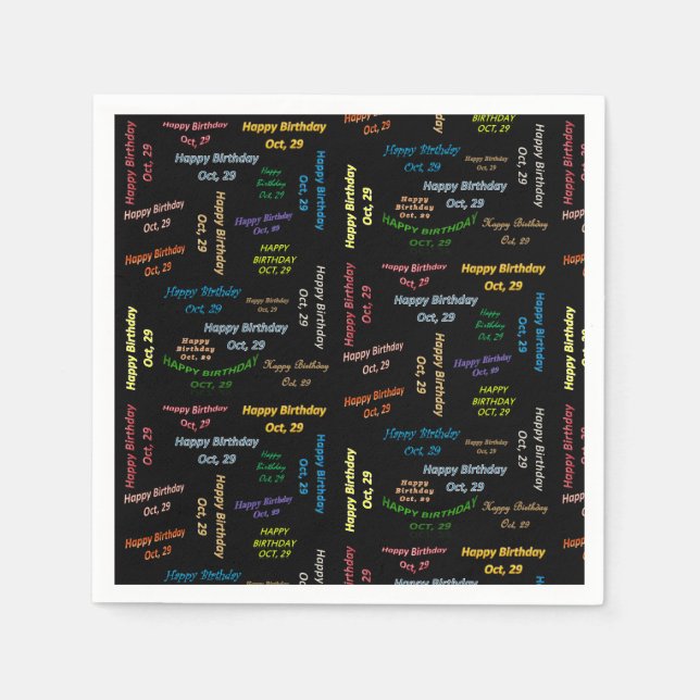Guardanapo De Papel Paper Napkins outubro, 29 Aniversário (Frente)