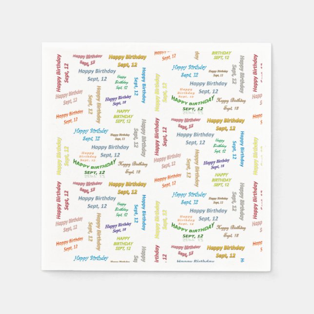Guardanapo De Papel Paper Napkins setembro, 12 Aniversário (Frente)