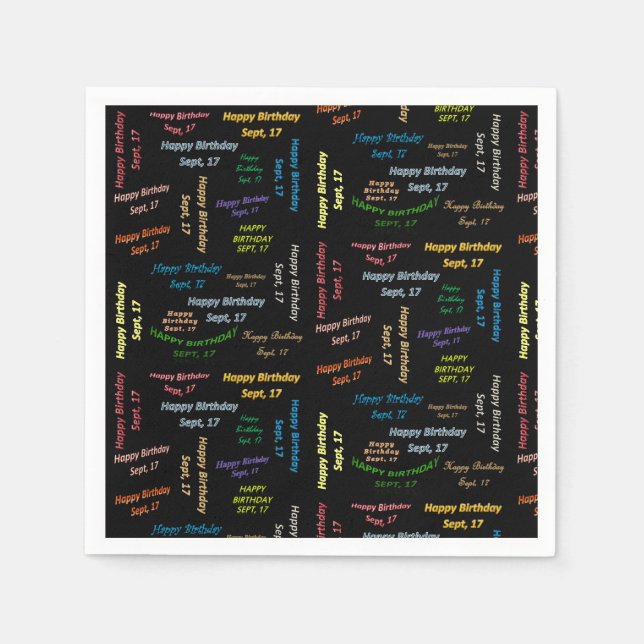 Guardanapo De Papel Paper Napkins setembro, 17 Aniversário (Frente)