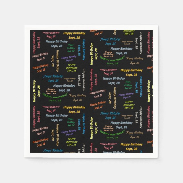 Guardanapo De Papel Paper Napkins setembro, 28 Aniversário (Frente)