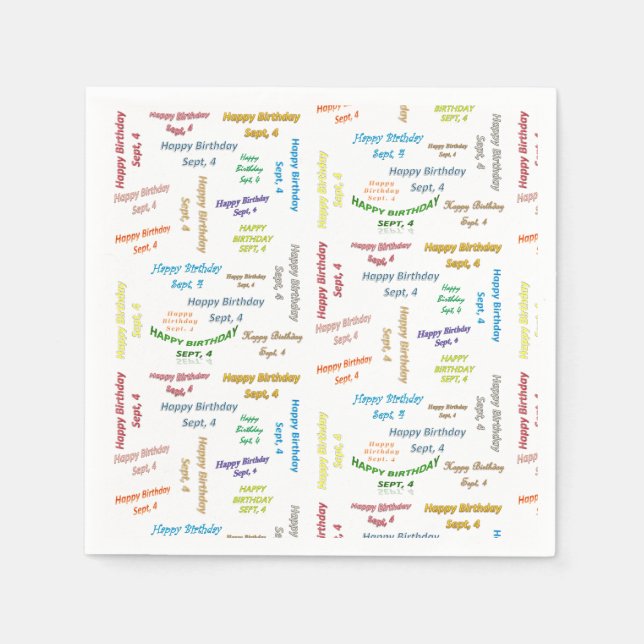 Guardanapo De Papel Paper Napkins setembro, 4 de aniversário (Frente)