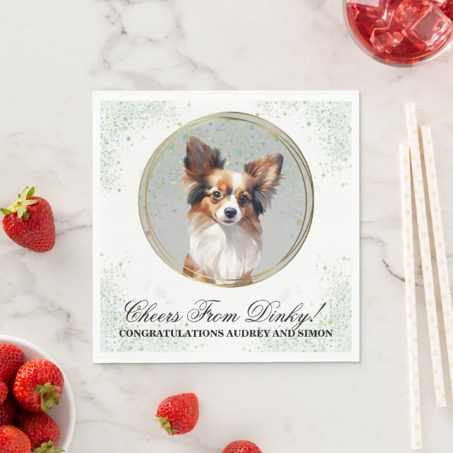 Guardanapo De Papel Papillon Dog Wedding Napkins Com Cães Foto (Insitu)