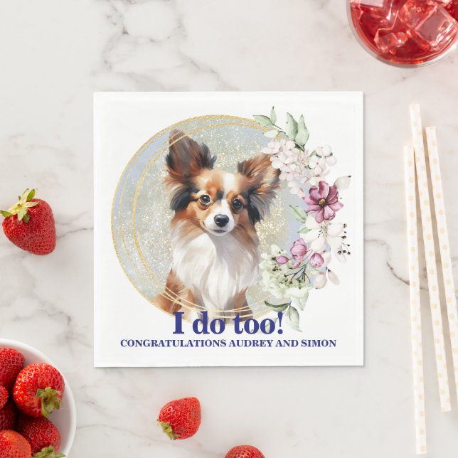 Guardanapo De Papel Papillon Dog Wedding Napkins Com Cães Foto (Insitu)
