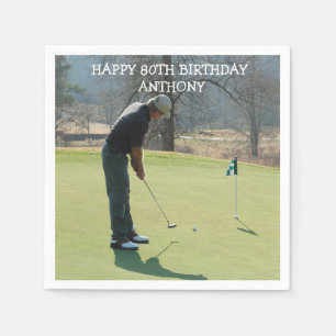 Guardanapo De Papel Par de Pai de Fotografia de Golfer de Aniversário
