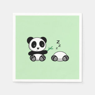 Guardanapo De Papel Par de pequenos pandas bonitos em verde